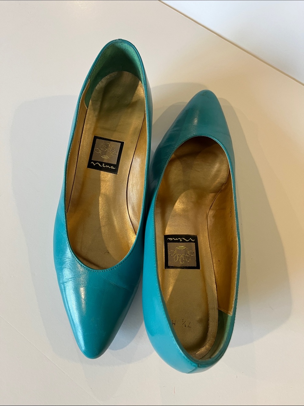 Vintage 80’s Turquoise/Silver Nina Shoes Size  7 1/2